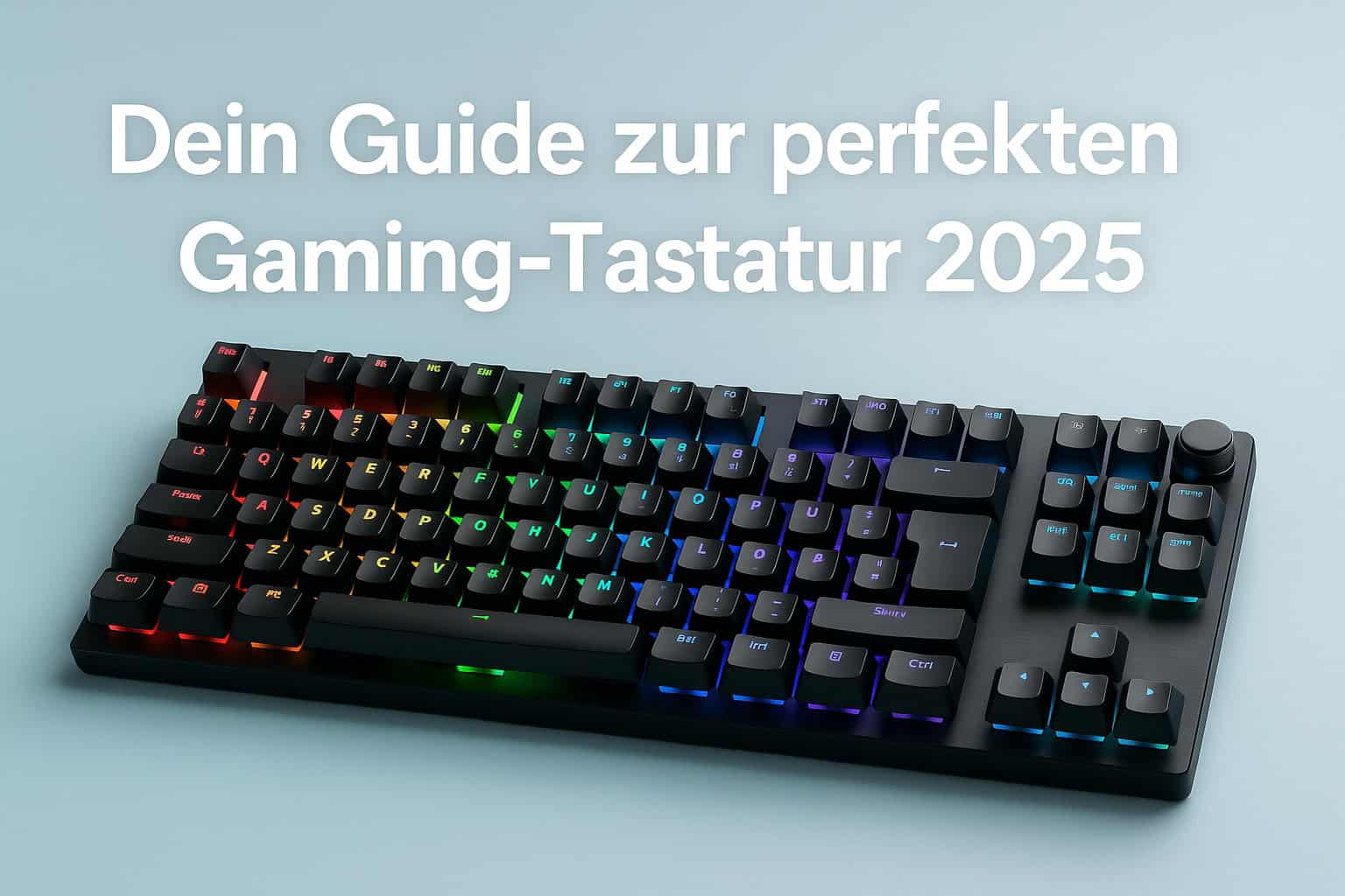 gaming tastatur mit RGB-Beleuchtung auf blauem Hintergrund